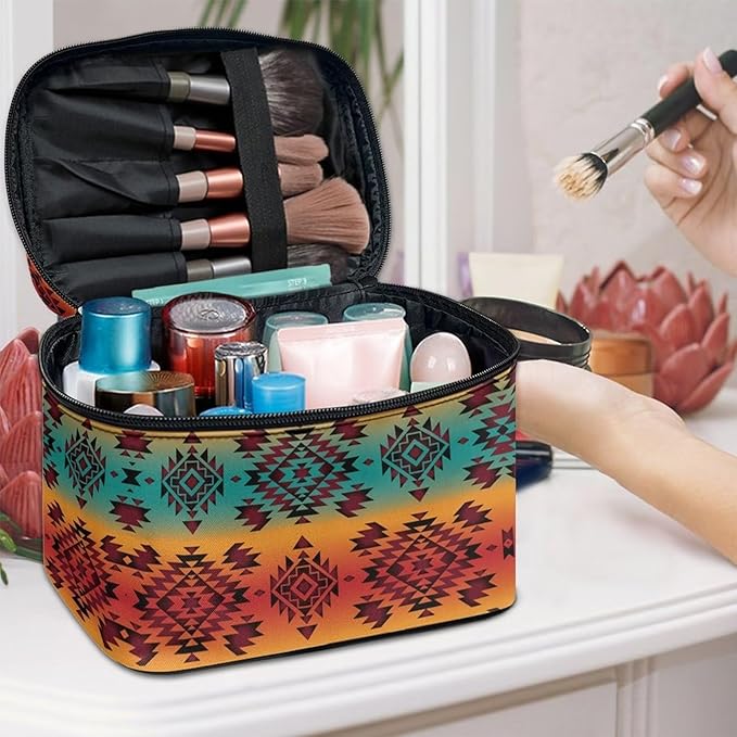 JoyLamoria Aztec Southwestern Cosmetic Bag Travel Women Girls Makeup Bag Wallet Coin Purse