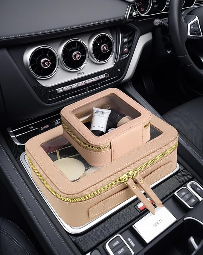 Clear Makeup Bag Set, Travel Makeup Case Clear Cosmetic Travel Bag Small Makeup Organizer Mini Make Up Pouch for Purse Waterproof Toiletry Bag Portable Car Essentials Car Organizer