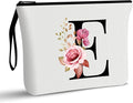Vavabox A-Z Personalized Makeup Bag, Birthday Gifts for Women Mom, Gifts for Best Friend, Bride Bridesmaid Cosmetic bag (E, White)