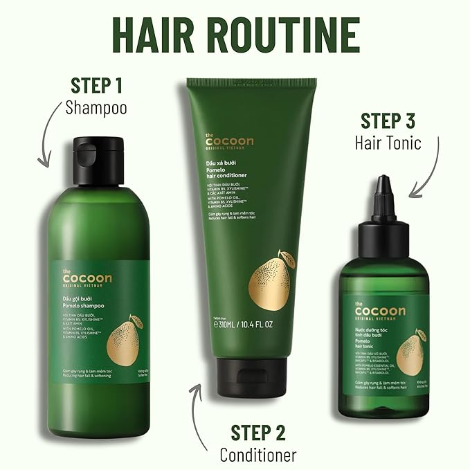Cocoon Pomelo Oil Shampoo with Xylishine & Amino Acid, Hair Growth for Thinning, Damaged, Organic Shampoo No Sulfate, Vegan, Soften, Reduce Loss & Volumize Hair Growth