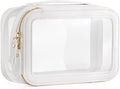 Medium Clear Makeup Bag for Women, Portable Travel Makeup Bag Organizer Waterproof Toiletry Bag Cute Makeup Bags Cosmetic Bag Makeup Pouch, White