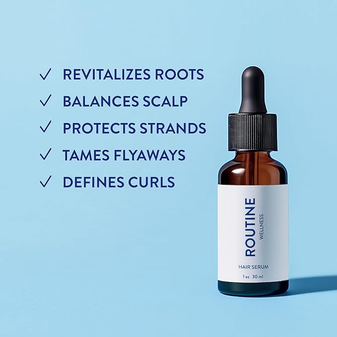 Routine Wellness Hair Treatment Serum for Thinning Hair - Plant-Based Rosemary, Tea Tree & Argan Oils Blend for Strength, Shine & Softer Hair - Clean Ingredients, All Hair Types - 30ml