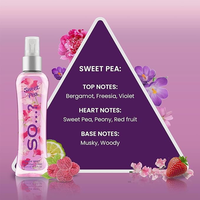 So...? Sweet Pea Body Mist for Women - 3.5 oz Body Mist - Pack of 3
