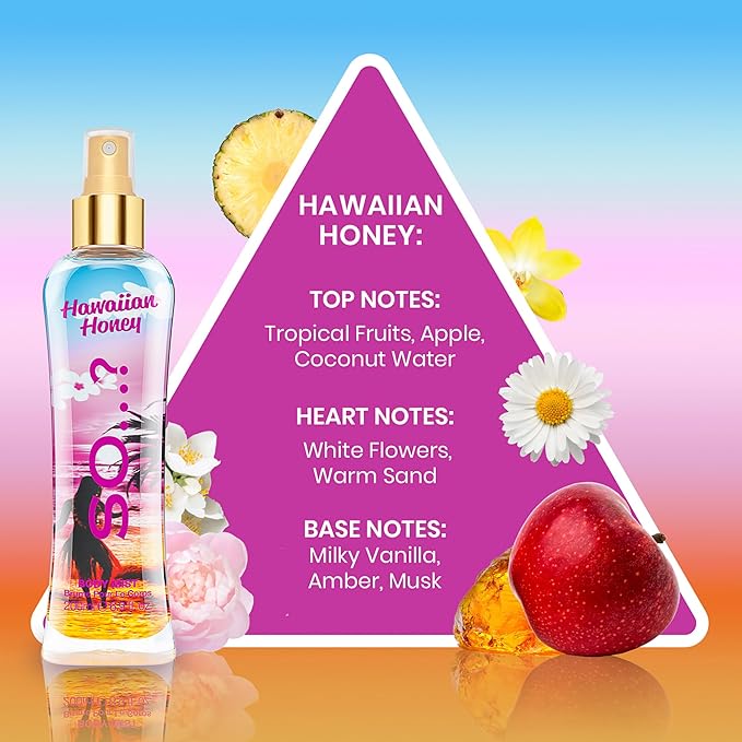 So...? Hawaiian Honey Body Mist for Women - 6.9 oz Body Mist - Pack of 3