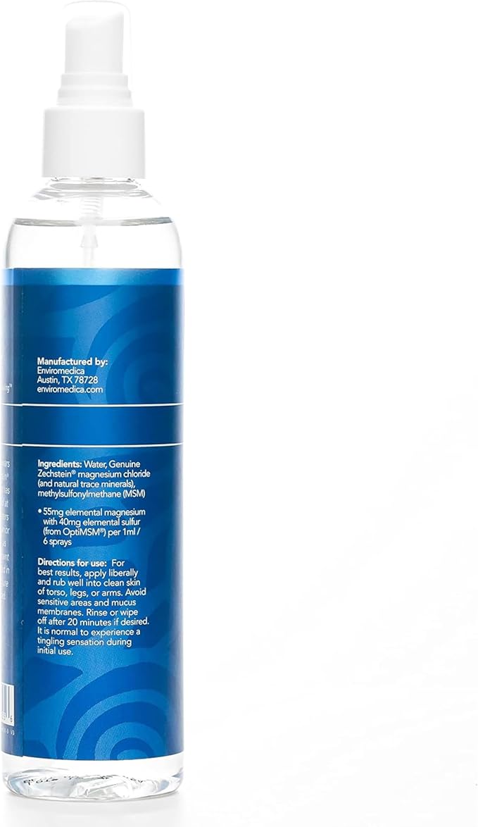 Ancient Minerals Ultra Magnesium Oil Spray Bottle of Pure Genuine Zechstein Magnesium Chloride - Topical Skin Application (8oz)