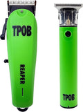 TPOB Slime 2 Ghost Black Clipper Trimmer Set Barber Hair Clippers for Men 6800 RPM with Rubber Case (Green)