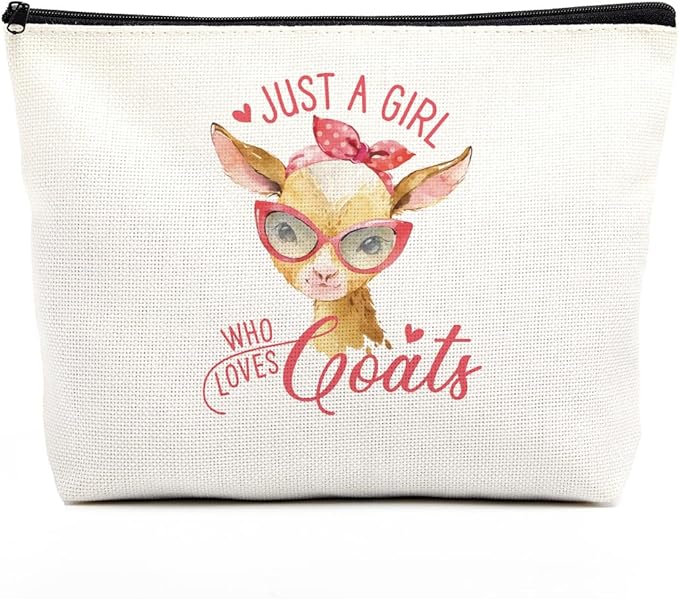 Goat Makeup Bag for Girls, Cute Goat Gift for Women, Gifts for Goats Lovers, Small Goat Lover Travel Cosmetic Bag Zipper Pouch for Daughter granddaughter, Cool Goat Lovers Gifts for Birthday Christmas