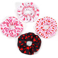 Valentines Hair Scrunchies Love Heart Hair Ties Cute Valentine's Day Hair Tie Hair Ropes Valentines Hair Accessories for Women Girls Elastics Ponytail Holder Hair Bands Gifts