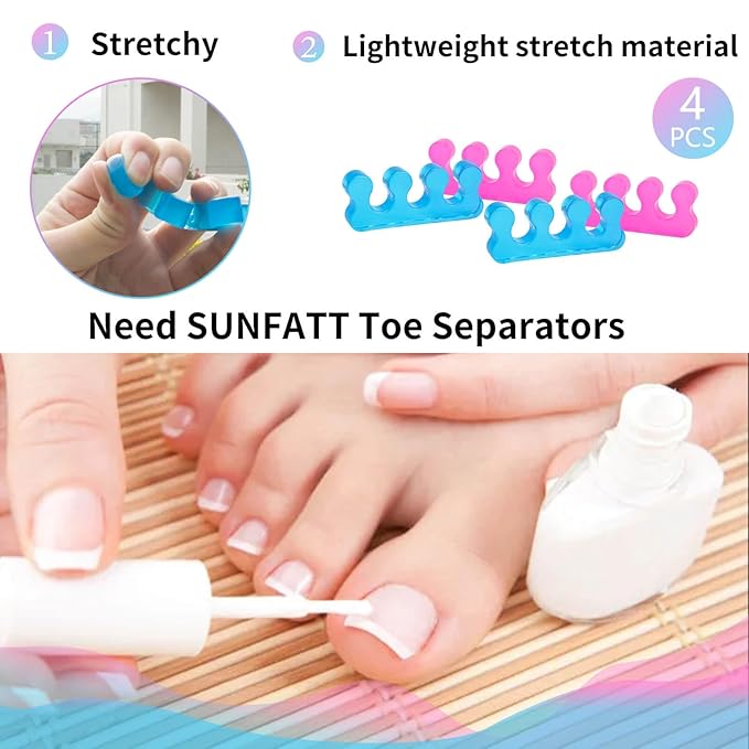 SUNFATT Toe Separators for Women,Toe Spacers for Women,Repeatable Washable Toe Separators,Toe Separators for Nail Polish Application,Soft Gel Pedicure Tools.