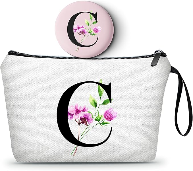 Happy Birthday Friendship Womens Bridesmaid Coolest Gifts for Sister Teacher Coworkers Personalized Travel Makeup Cosmetic Bag with Mirror Valentines Mothers Day Christmas Graduation C
