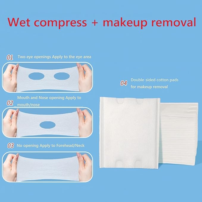 4-in-1 Makeup Remover & Skin-Nourishing Cotton Pads for Face & Eyes | Dual-Sided, Soft Tencel Fiber | Gentle Cleansing, Soothing & Hydrating | 200 Count (120 Soothing + 80 Dual-Sided)