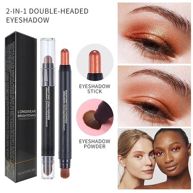Deep Blue Dual Ended Eyeshadow Stick 12 Colors Matte and Shimmer Waterproof Long Lasting Creamy Eyeshadow Pencil for Smokey Eye Natural Everyday Makeup