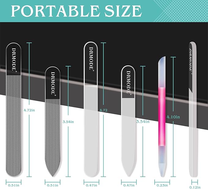 Glass Nail File Buffer with Case - 5PCS Nail Buffer and Nail Shiner Kit Glass Cuticle Pusher Nail Care for Men Women Nail Files for Natural Acrylic Nails Fingernail Files Manicure Tool