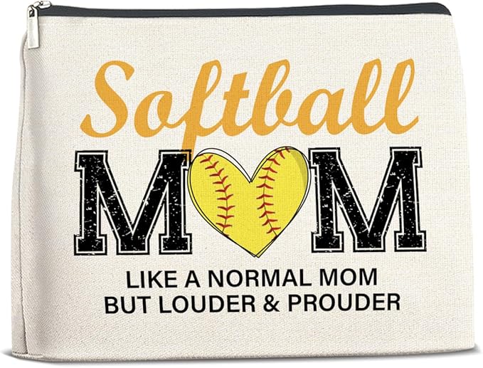 Softball Gifts Makeup Bag for Women, Christmas Birthday Gifts for Softball Lovers Team Players Coach Mother Girl Cosmetic Bag Travel Toiletry Pouch for Purse