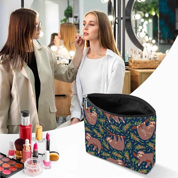 Sloth Gifts 2 Pcs Makeup Bag, Sloth Stuff Cosmetic Bag Travel Pouch, Sloths Lovers Gifts for Women Girls Daughter Sisters Coworker Best Friend Friendship Graduation Birthday