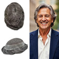 FACE MIRACLE Lace Front Mens Toupee Human Hair System Lace Center Toupee for Men Thin Skin PU Around Hair Replacement System V-Looped Mens Hair Wig 8"X10" #240 2# DARKEST BROWN WITH 40% SYNTHETIC GREY