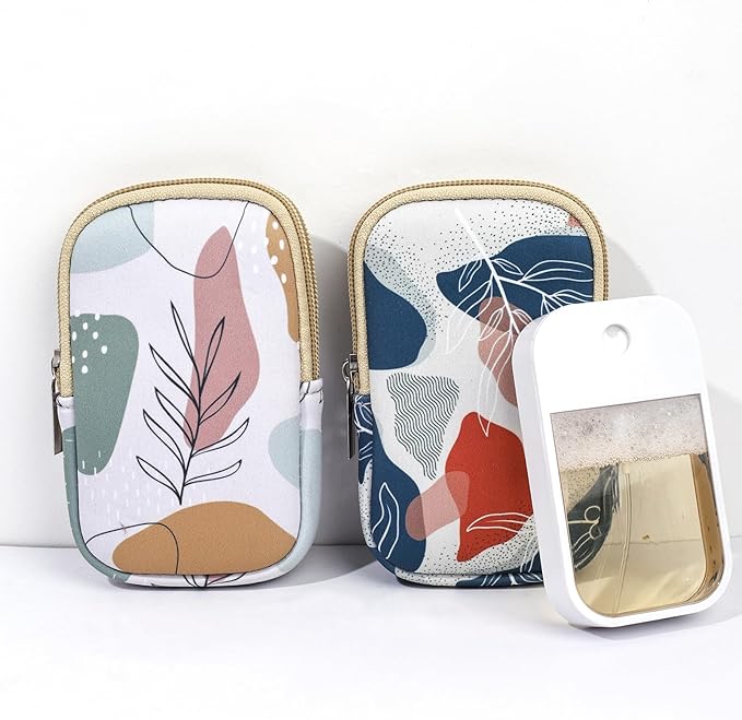COOKOOKY 2 Pack Hand Sanitizer Spray Case Compatible with Touchland, Hand Sanitizer Holder, Mini Zippered Pouch, Small Makeup Bag for Women Friends Girls Gifts Idea
