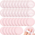 40 Pcs Cotton Powder Puffs Bulk Washable, 2.36 Inch Round Makeup Dusting Powder Puff with Ribbon for Face Body Cosmetic, Pink