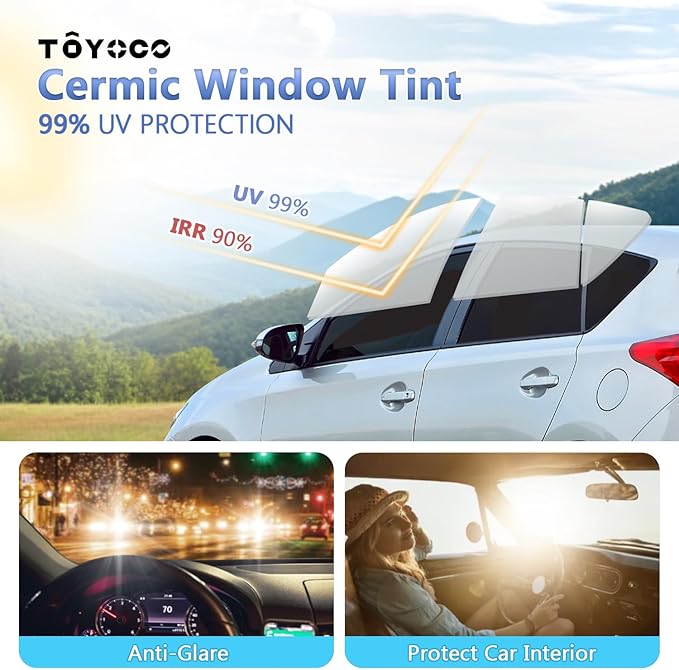 20% VLT Ceramic Car Window Tint - (20in * 20ft) Windows Privacy Films, 99% Blocks UV & 95% IR Ray, Glare Reduction Blackout Window Film Auto Car Windshield Sun Shade Roll
