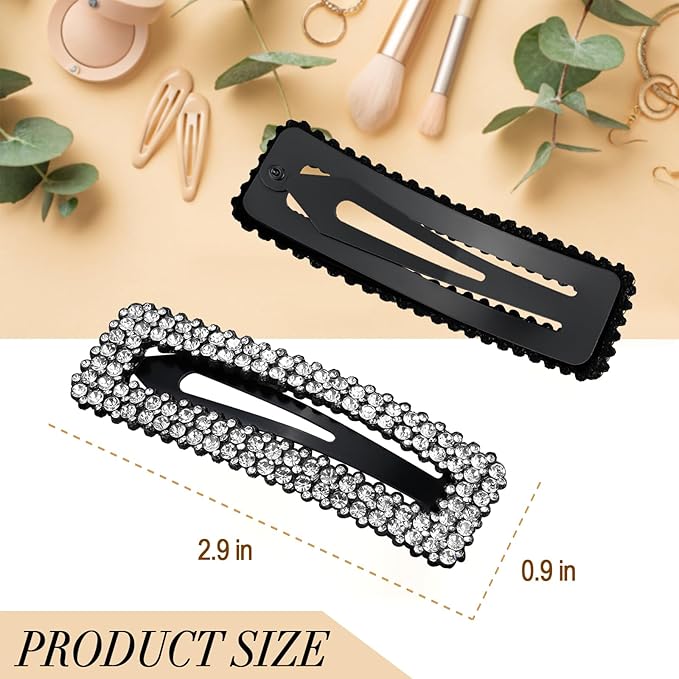 Rhinestone and Crystal Hair Clips 2-Pack, Sparkly Barrettes & Elegant Bling Accessories for Women & Girls(Set7)
