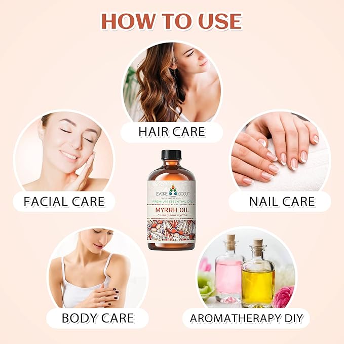 EVOKE OCCU Myrrh Essential Oil for Discomfort Relief, Skin Care - 4 Fl Oz