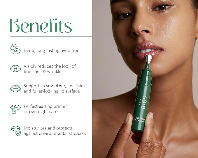 Exosome Lip Serum | Hydrating & Anti-Aging Lip Formula, Reduces Fine Lines & Wrinkles, Microbead Exfoliation, Plumps & Nourishes
