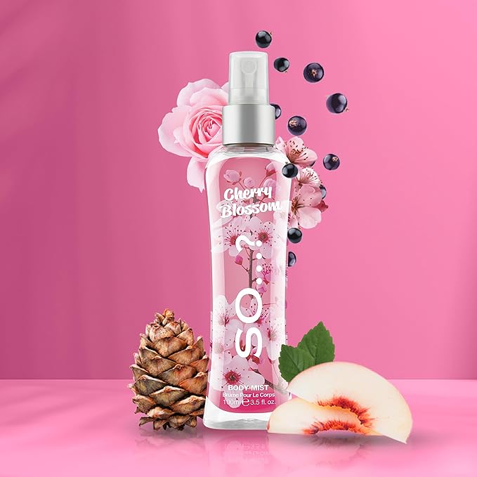So...? Cherry Blossom Body Mist for Women - 3.5 oz Body Mist - Pack of 3