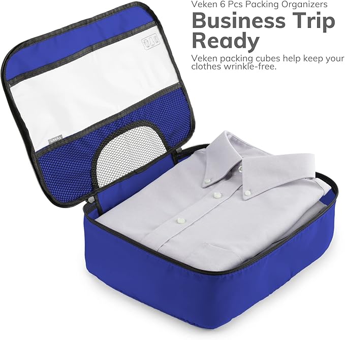 Veken 6 Set Compression Packing Cubes for Travel Essentials Luggage Accessories