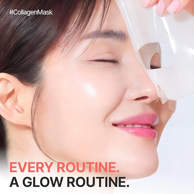 Glossy Collagen Fill Up Mask, Hydrating Hydrogel Face Mask, Firming, Elasticity, Radiance, Anti-Aging Skincare, Korean Beauty, Self Care Gift for Women | 1.48oz (42g) x 4ea