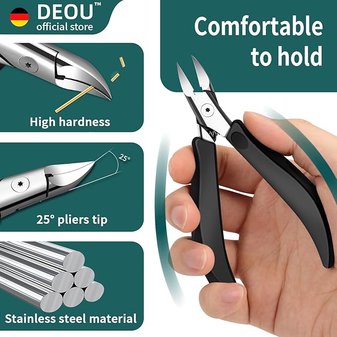 DEOU Toenail Clippers Blade for Ingrown and Thick Nails Stainless Steel Pedicure Tools at Home ingrown toenail Treatment Professional Podiatrist Nail Clippers with Upgraded Handle (Eagle Beak Pliers)