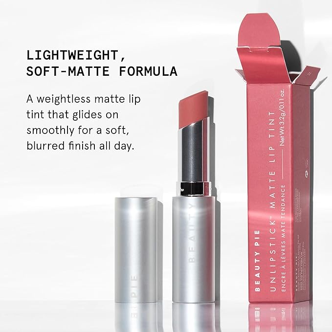Beauty Pie Unlipstick Modern Matte Lip Tint – Unrivaled (Soft Rose), Lightweight Hydrating Balm-Tint, Long-Lasting Blur-Matte Finish, 0.11 oz