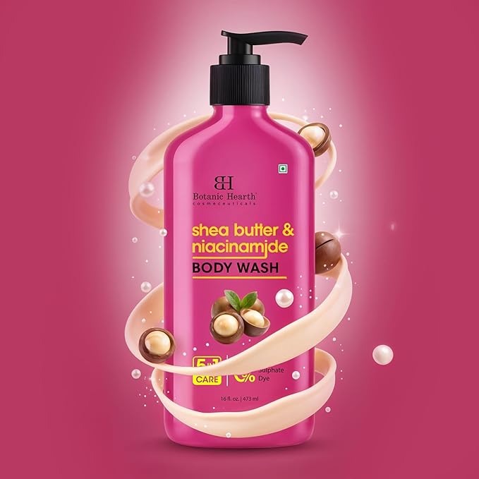 Botanic Hearth Shea Butter & Niacinamide Body Wash 16 fl oz | Nourishing & Renewing Formula | Deeply Hydrating Shower Gel for Soft, Smooth Skin | Paraben & Sulfate Free