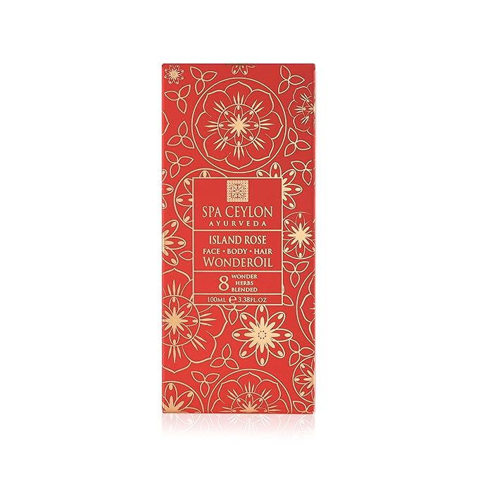 SPA CEYLON Wonder Oil Island Rose, Luxurious Moisturizing Body Oil with Ayurvedic Herbs for Skin & Hair, Non-Greasy Organic Formula, Vegan & Paraben-Free, 100 ml