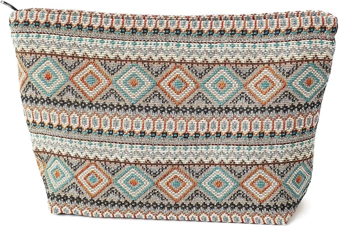 Stylish Jacquard Makeup Bag - Large Capacity Cosmetic Pouch & Travel Toiletry Organizer with Zipper, Perfect for Daily Use & Gifts