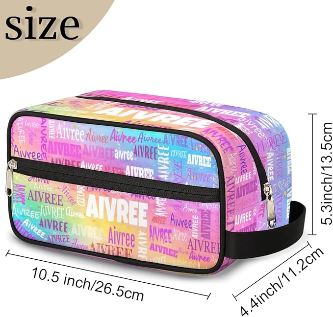 Custom Travel Toiletry Bag for Women, Large Makeup Bag, Cosmetic Bag, Comestic Essentials for Women, Colorful Pink Watercolor