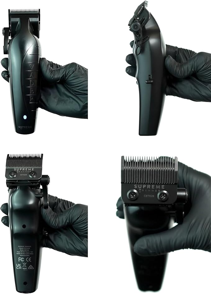 Supreme Trimmer Vader Clipper with DLC Taper Blade STC5098 | 210 Min Run Time 7500 RPM Hair Trimmer | Professional Brushless Motor Barber Clipper | Black