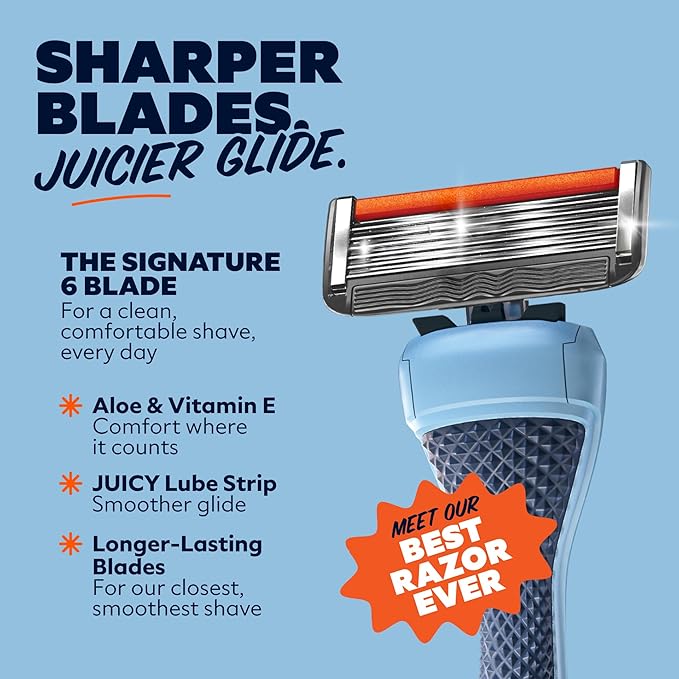 Dollar Shave Club | The Member Exclusive Shave Set | 4 Extra Close Refill Cartridges, 1 Handle (Blue), 1 Shave Butter 3 ounce, 1 Razor Cover, Razors for Men