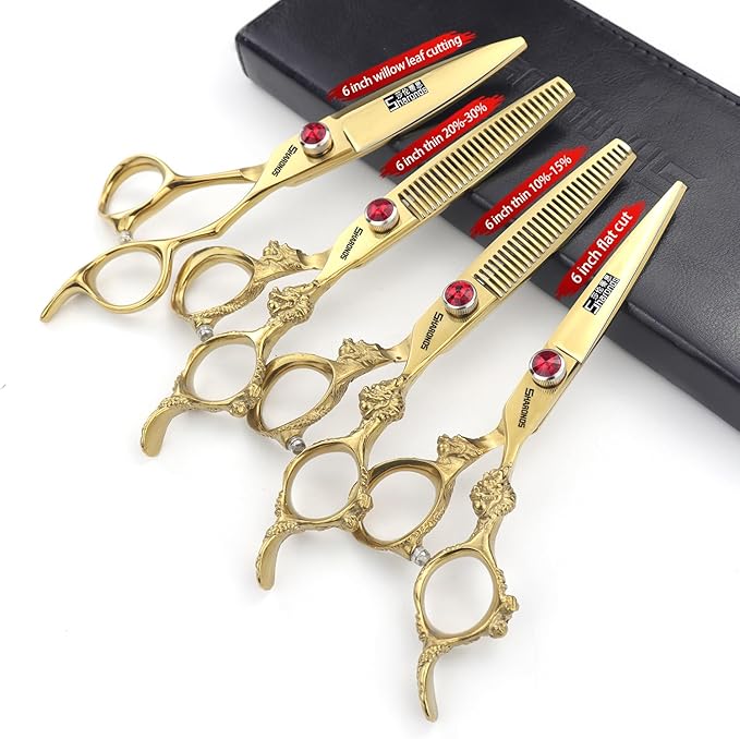 5.5/6 /7 Inch Purple Dragon Knight Professional Japanese Hair Scissors Barber Scissors Set (6 inch 4pc)