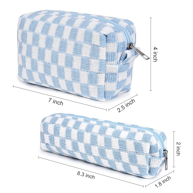 SOIDRAM Checkered Cosmetic Bag and Makeup Brush Storage Bag - Large Capacity Travel Toiletry Organizer