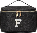 EURYNOME Makeup Bag with Custom Letter F, Water-Resistant Travel Organizer Pouch, (8.3x5.1x5.1 Inch) Cosmetic Case for Women