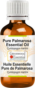 Greenwood Essential Pure Palmarosa Essential Oil (Cymbopogon martinii) Steam Distilled 50ml (1.69 oz)