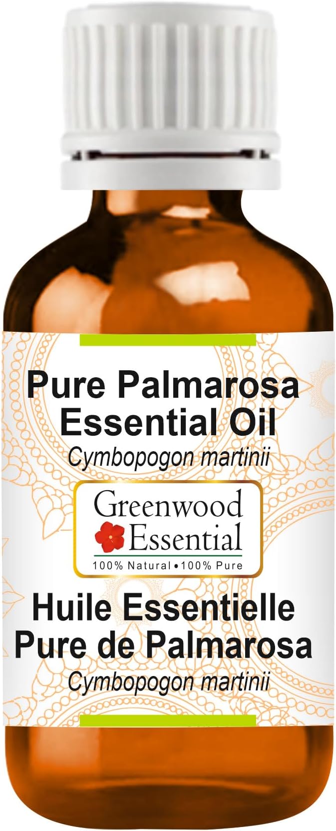 Greenwood Essential Pure Palmarosa Essential Oil (Cymbopogon martinii) Steam Distilled 100ml (3.38 oz)