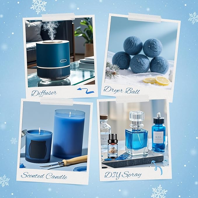 Winter Fragrance Oil Set, 6 Premium Holiday Essential Oils Set for Diffuser, Candle Making - Winter Spice, Winter Glow, Nutcracker, Warming Cashmere, Vanilla Pinecones, Snowkissed Lodge Scented Oil