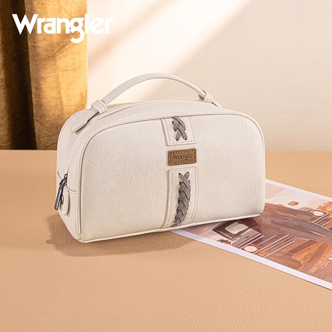 Montana West Wrangler Makeup Bags for Women Portable Toiletry Bag Small Travel Cosmetic Organizer for Gift Zipper Closure
