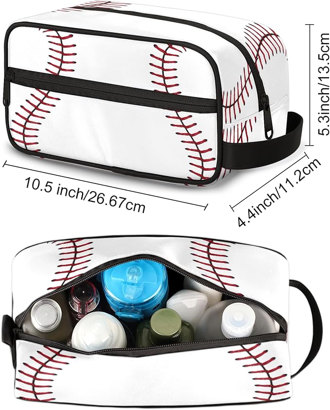 Bardic Kids Travel Toiletry Bag for boys - Baseball Hanging Toiletry Bag Softball Texture Ball Kindle Dopp Kit Cosmetic Organizer Makeup Bag Shower Shaving Bag for Men Women Travel Essential