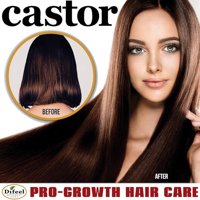 Difeel Pro-Growth Hair Care Set with Castor Oil - 3-PC Style: Shampoo & Conditioner 12oz EACH, & Hair Oil 8oz
