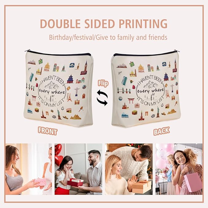 World Travel Gifts Makeup Bag Gift: Cute Cosmetic Bag I Haven't Been Everywhere But It's on My List For Teen Girl & Women Travellers.Ideal Trip Gift Cosmetic Bag For Travel, Birthdays.