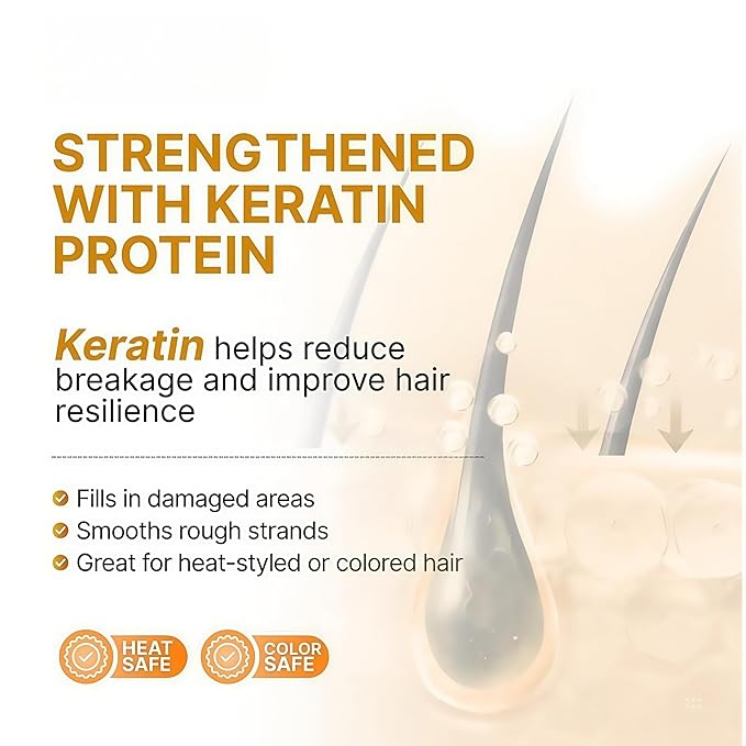 Leave-In Moroccan Argan Oil Hair Oil – Vitamin E Oil& Keratin Hair Treatment for Repairing Dry, Frizzy & Damaged Hair – Deep Nourishing Hair Serum, Anti-Frizz & Split End Repair 3.3Fl Oz