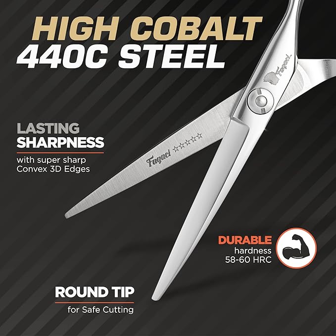 Fagaci Left Handed Hair Cutting Scissors 6 Inch with Extremely Sharp Blades, 440C Steel Hair Cutting Scissors, Durable, Smooth Motion & Fine Cut, Barber Scissors with Elegant Sheath