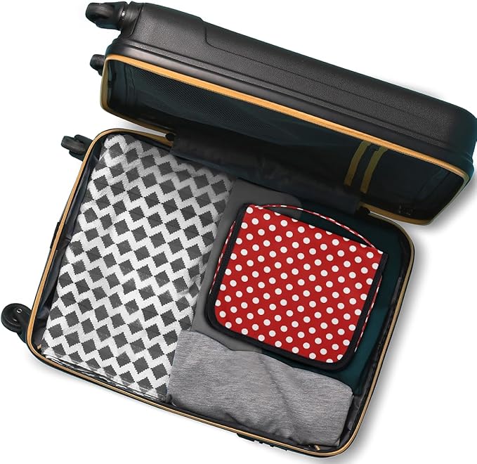 Travel Toiletry Bag for Women & Men Red White Polka Dot Hanging Cosmetic Organizer Portable Waterproof Makeup Case Make Up Bag with Compartments Travel Essentials for Bathroom Shower